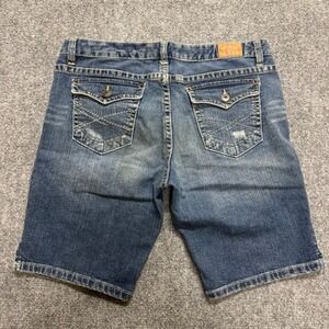 Aeropostale Denim Jean Shorts Womens 13/14 Dark Washed Blue Short Y2K Rhinestone
